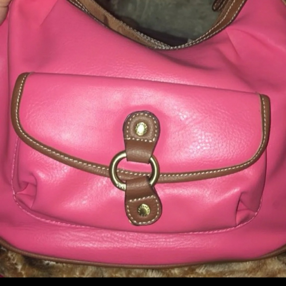Pink and brown purse
